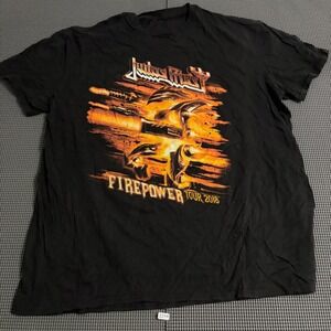 Judas Priest Firepower Tour 2018 Black Band Tee Est Large 21 PTP Neck Tear
